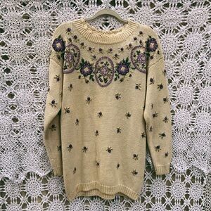 Vintage Embroidered Knit Sweater